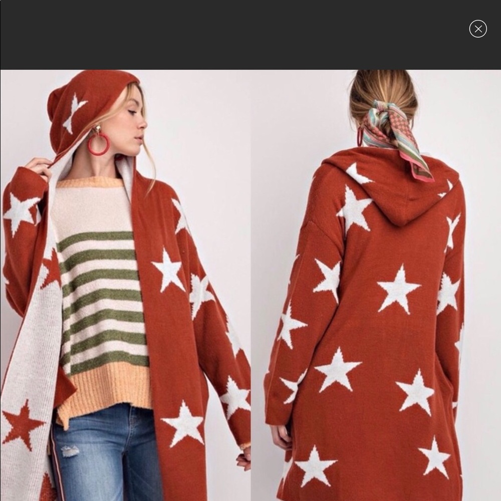 Reversible Cinnamon/White Hoodie Cardigan